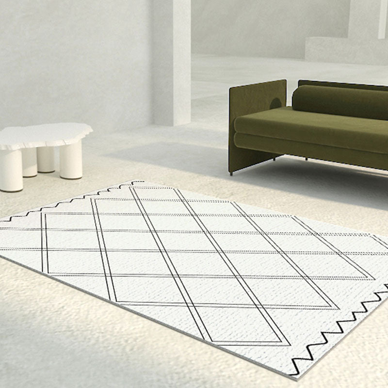 Black Modern Area Carpet Abstract Pattern Polyester Area Rug Non-Slip Backing Rug for Home Decor