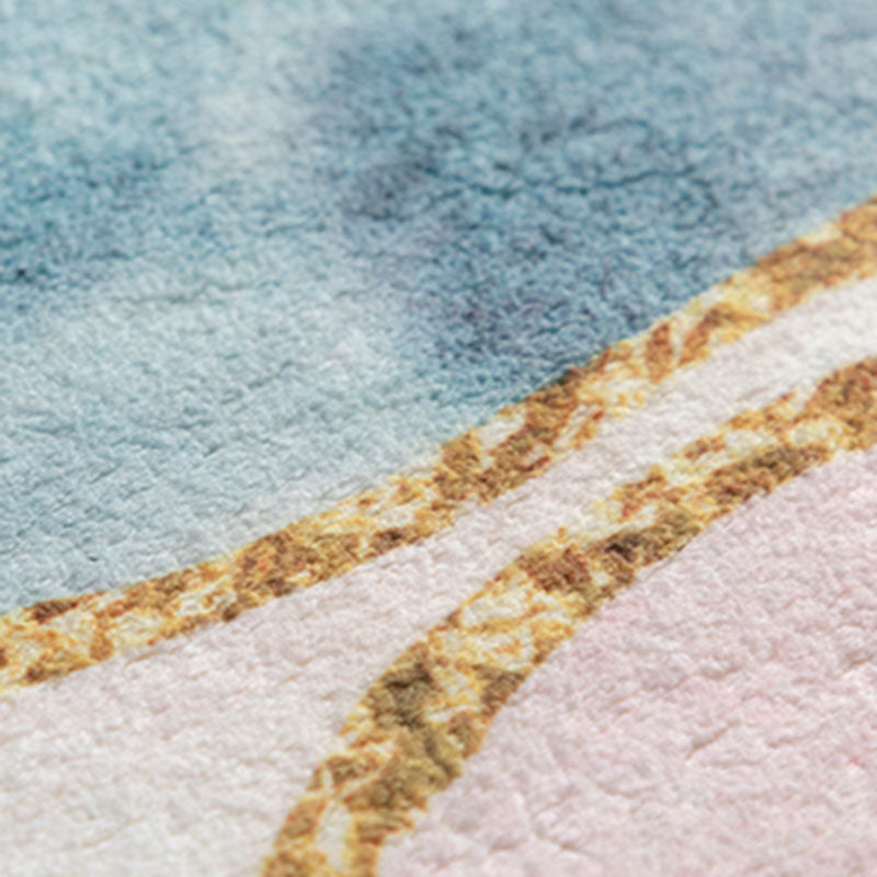 Stylish Modern Area Carpet Color-Blocked Polyester Area Rug Anti-Slip Washable Rug for Living Room