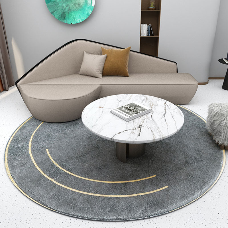 Stylish Modern Area Carpet Color-Blocked Polyester Area Rug Anti-Slip Washable Rug for Living Room