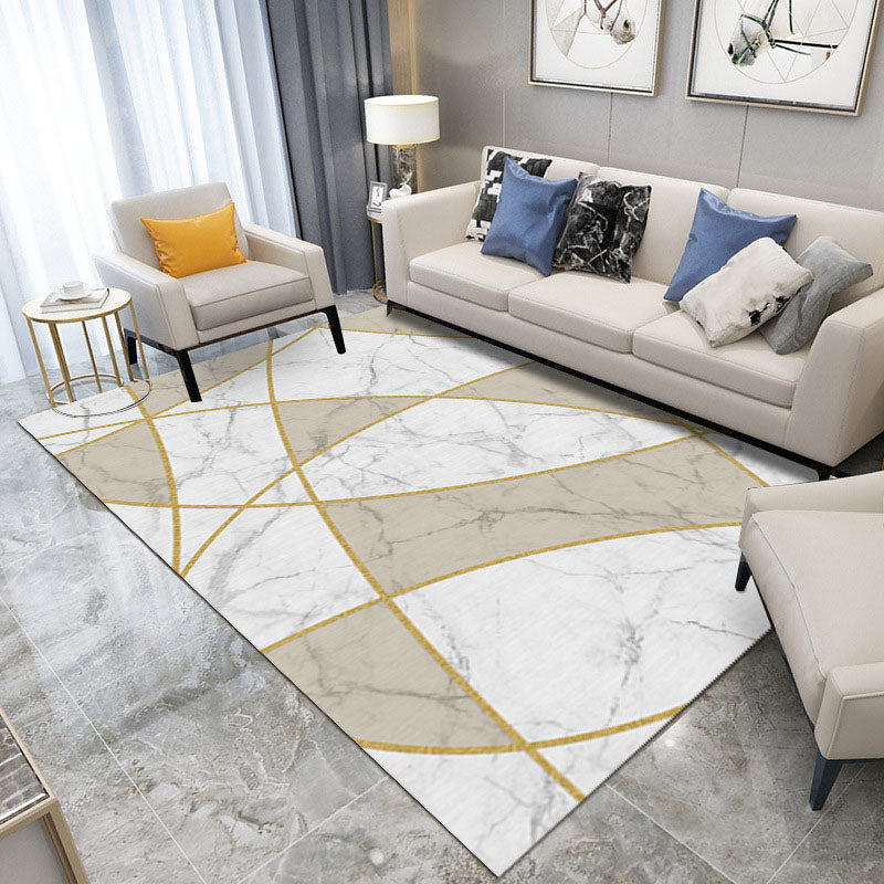 Modern Washable Carpet Funky Marble Print Carpet Polyster Living Room Carpet with Non-Slip Backing