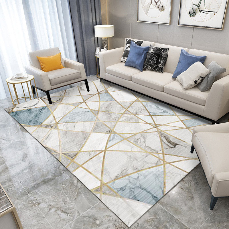 Modern Washable Carpet Funky Marble Print Carpet Polyster Living Room Carpet with Non-Slip Backing