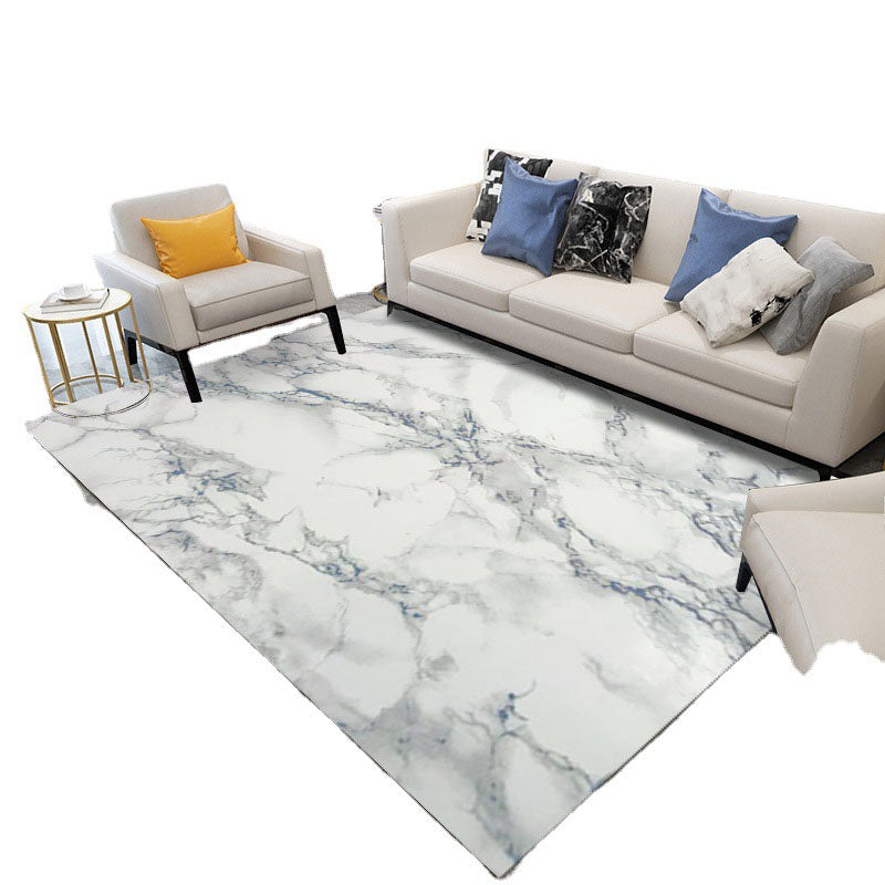 Modern Washable Carpet Funky Marble Print Carpet Polyster Living Room Carpet with Non-Slip Backing