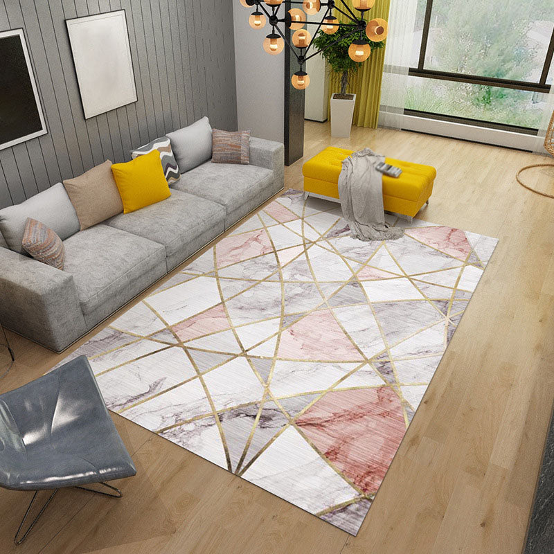 Modern Washable Carpet Funky Marble Print Carpet Polyster Living Room Carpet with Non-Slip Backing
