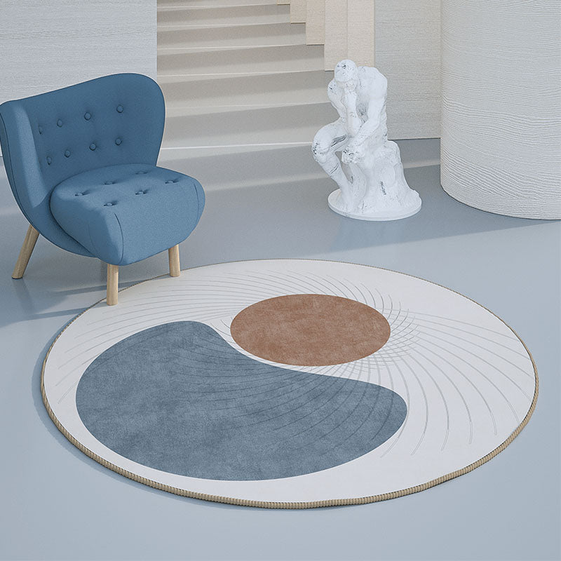 Fancy Color Blocked Area Rug Modern Polyester Area Carpet Anti-Slip Easy Care Rug for Home Decor