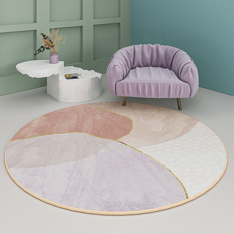 Fancy Color Blocked Area Rug Modern Polyester Area Carpet Anti-Slip Easy Care Rug for Home Decor