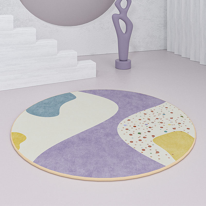 Fancy Color Blocked Area Rug Modern Polyester Area Carpet Anti-Slip Easy Care Rug for Home Decor