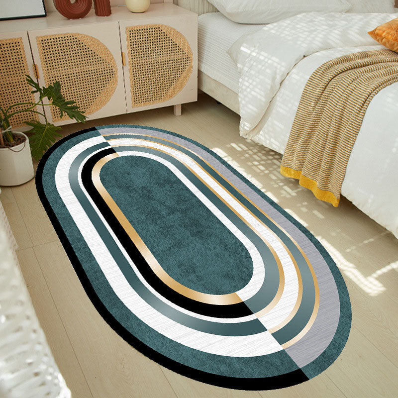 Atrovirens Modern Carpet Polyester Striped Carpet Non-Slip Backing Carpet for Living Room