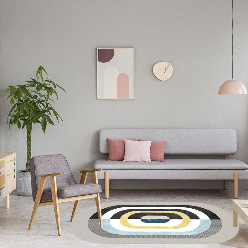 Atrovirens Modern Carpet Polyester Striped Carpet Non-Slip Backing Carpet for Living Room