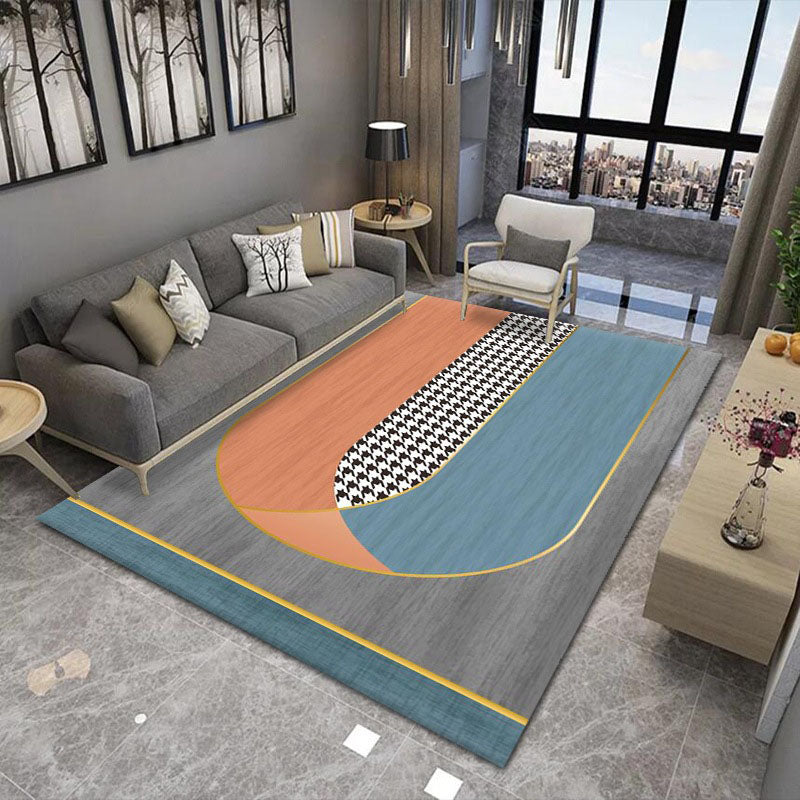Luxury Indoor Rug Contrast Panel Carpet Easy Care Polyester Anti-Slip Carpet for Home Decor