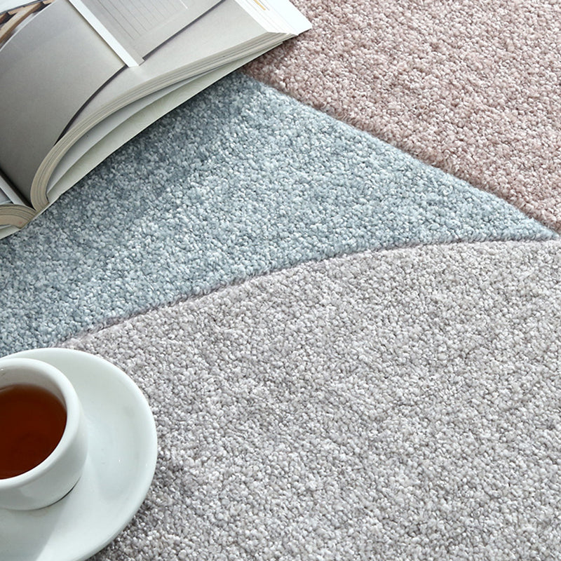 Tapis moderne à blocs de couleurs, en Polyester, rose, facile d'entretien, lavable, pour la décoration de la maison