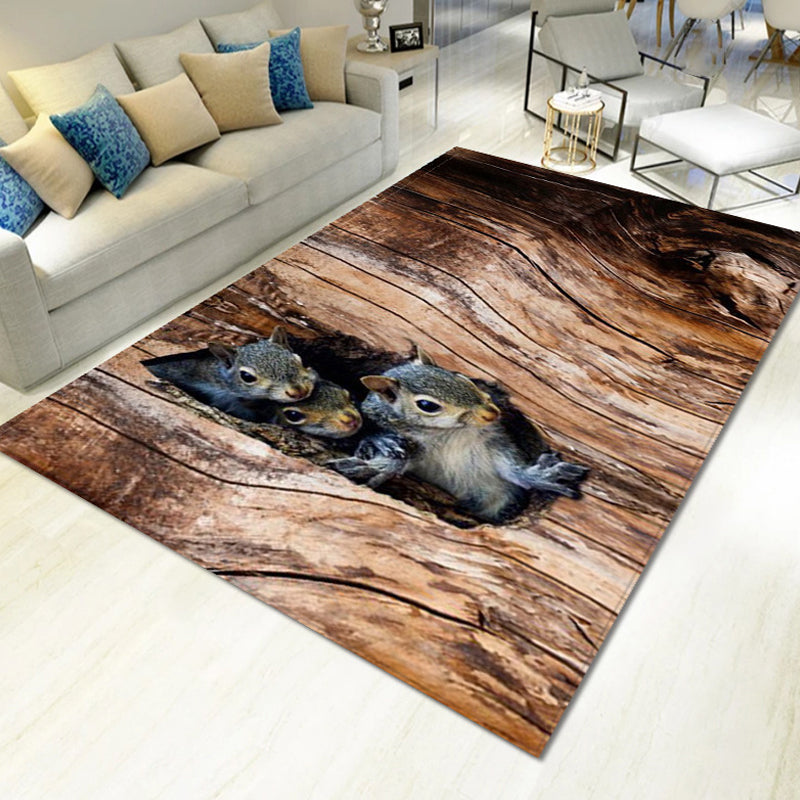 Green Modern Carpet Polyester Tree Carpet Non-Slip Backing Carpet for Home Decor