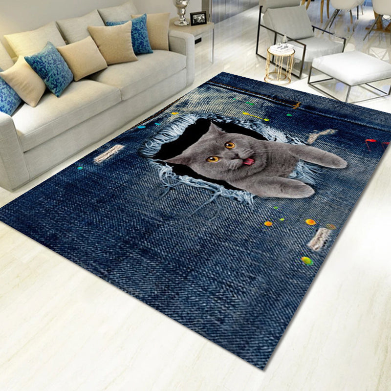 Green Modern Carpet Polyester Tree Carpet Non-Slip Backing Carpet for Home Decor