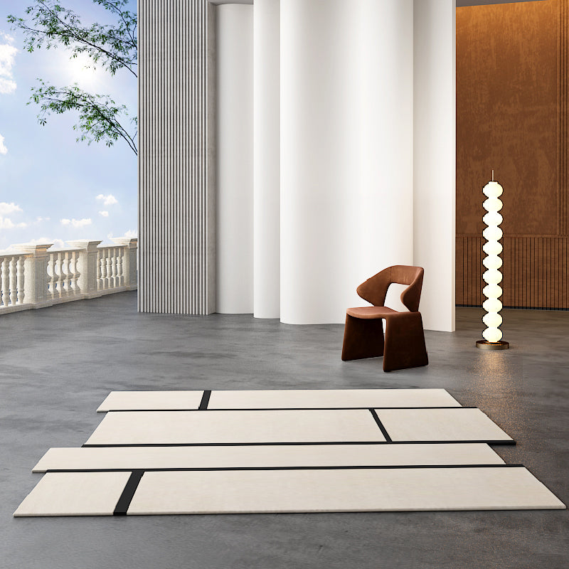 Stylish Modern Area Rug White Polyester Area Carpet Easy Care Washable Rug for Home Decor