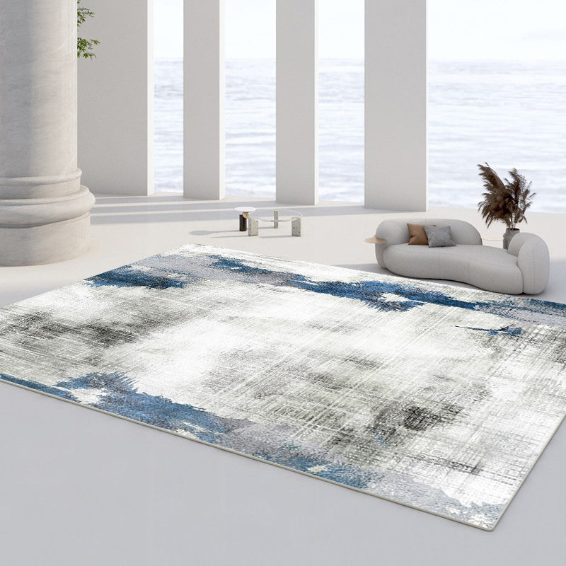 Grey Modern Area Carpet Tie-Dye Pattern Polyester Area Rug Easy Care Rug for Living Room