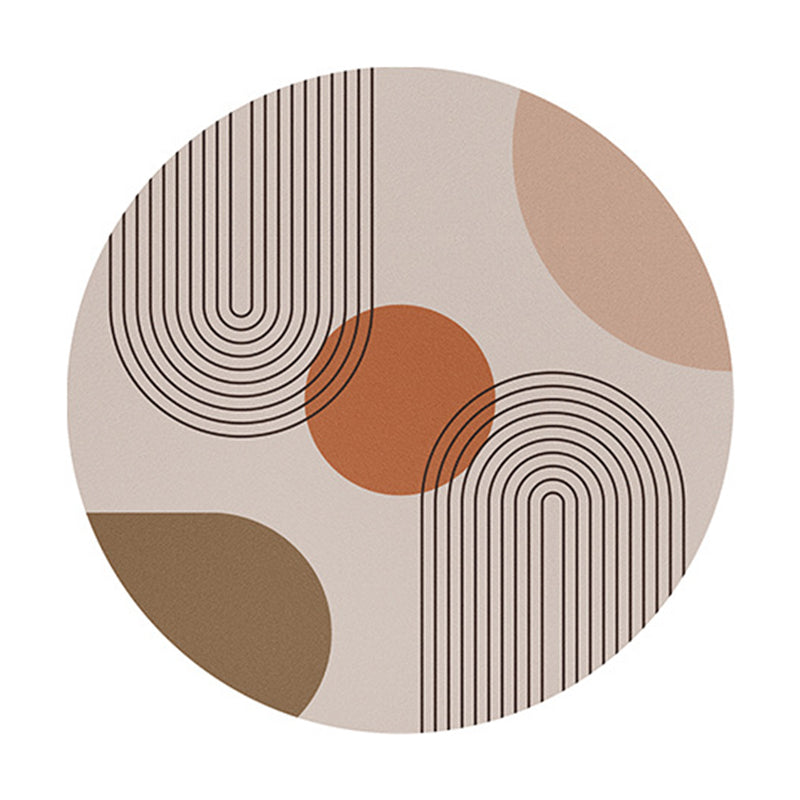 Round Carpet Simple Contrast Panel Area Rug Polyester Stain Resistant Indoor Carpet for Home Decor