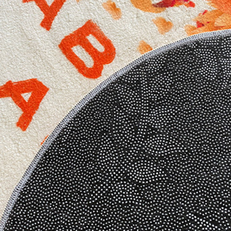 Round Carpet Simple Contrast Panel Area Rug Polyester Stain Resistant Indoor Carpet for Home Decor