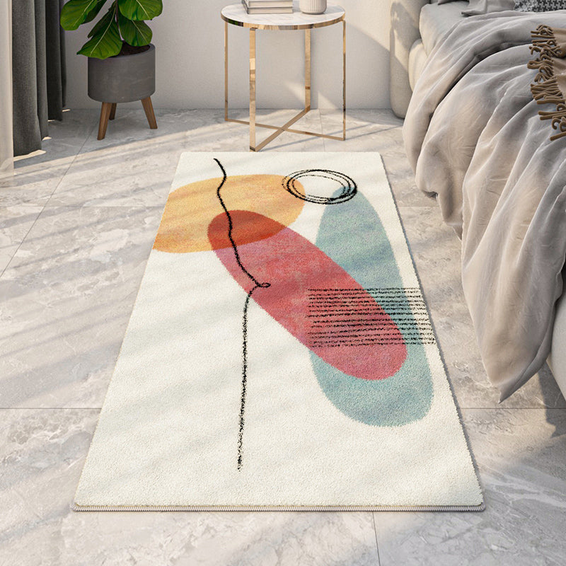 Orange Nordic Rug Polyester Line Rug Washable Indoor Rug for Home Decoration
