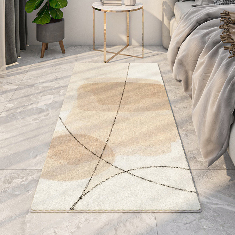 Orange Nordic Rug Polyester Line Rug Washable Indoor Rug for Home Decoration