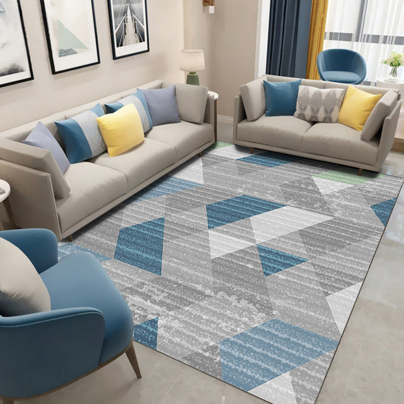Light Grey Modern Carpet Polyester Graphic Carpet Washable Area Carpet for Living Room