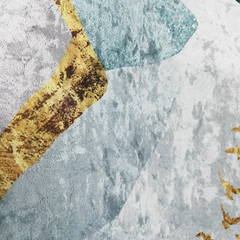 Fancy Contemporary Rug Gold Hexagonal Rug Washable Rug for Living Room