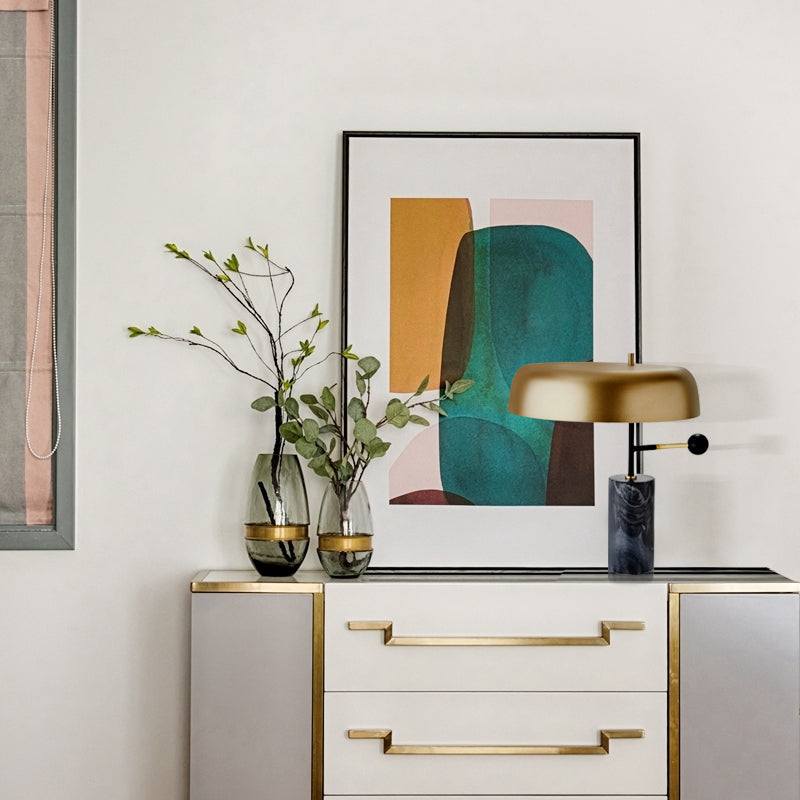 Circle Metal Table Light Minimalist Gold Nights and Lamp with Marble Base
