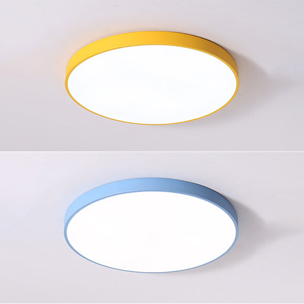 Circular Shape LED Ceiling Fixture Macaron Simple Living Room Acrylic Flush Light Fixture