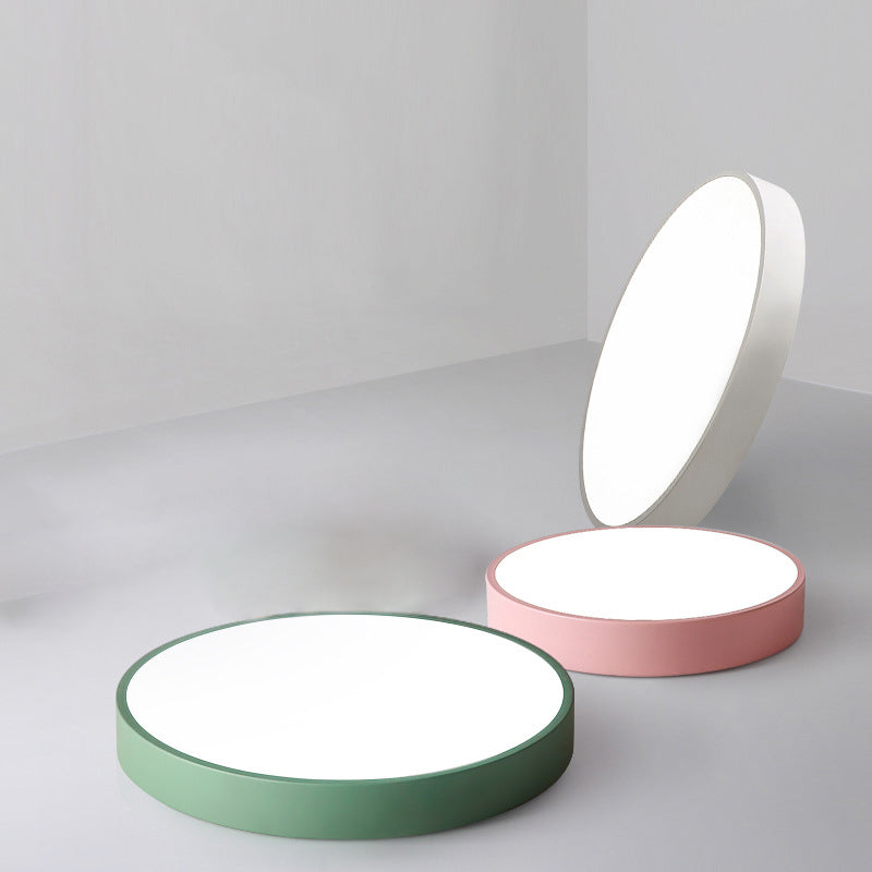 Circular Shape LED Ceiling Fixture Macaron Simple Living Room Acrylic Flush Light Fixture