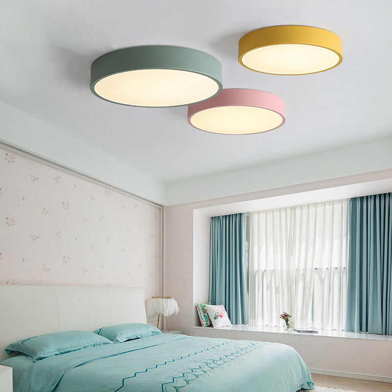 Circular Shape LED Ceiling Fixture Macaron Simple Living Room Acrylic Flush Light Fixture