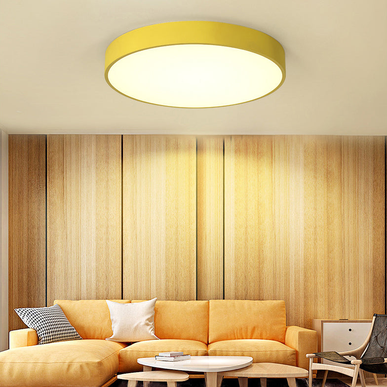 Circular Shape LED Ceiling Fixture Macaron Simple Living Room Acrylic Flush Light Fixture