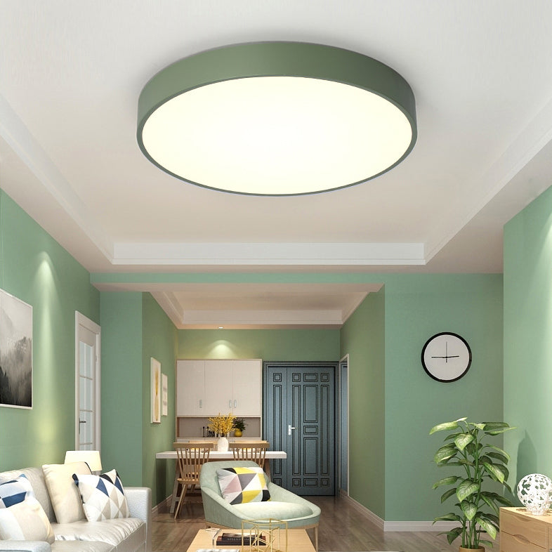 Circular Shape LED Ceiling Fixture Macaron Simple Living Room Acrylic Flush Light Fixture
