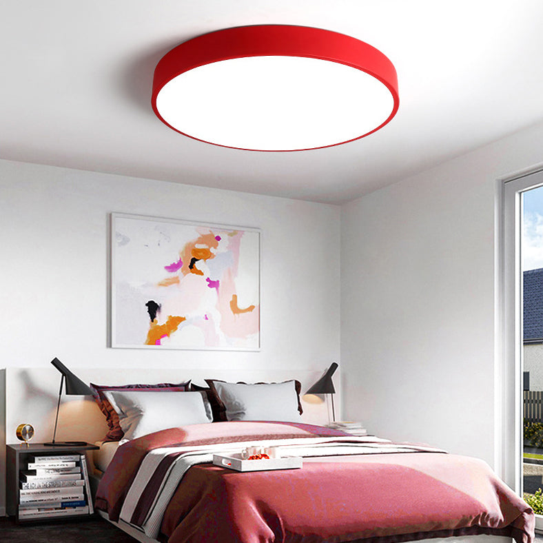 Circular Shape LED Ceiling Fixture Macaron Simple Living Room Acrylic Flush Light Fixture