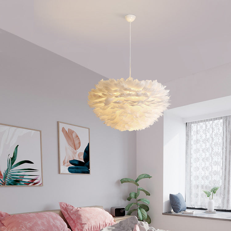 Lampada a sospensione piuma in stile moderno nordico a forma di piuma piuma lampada lampadario appeso per camera da letto
