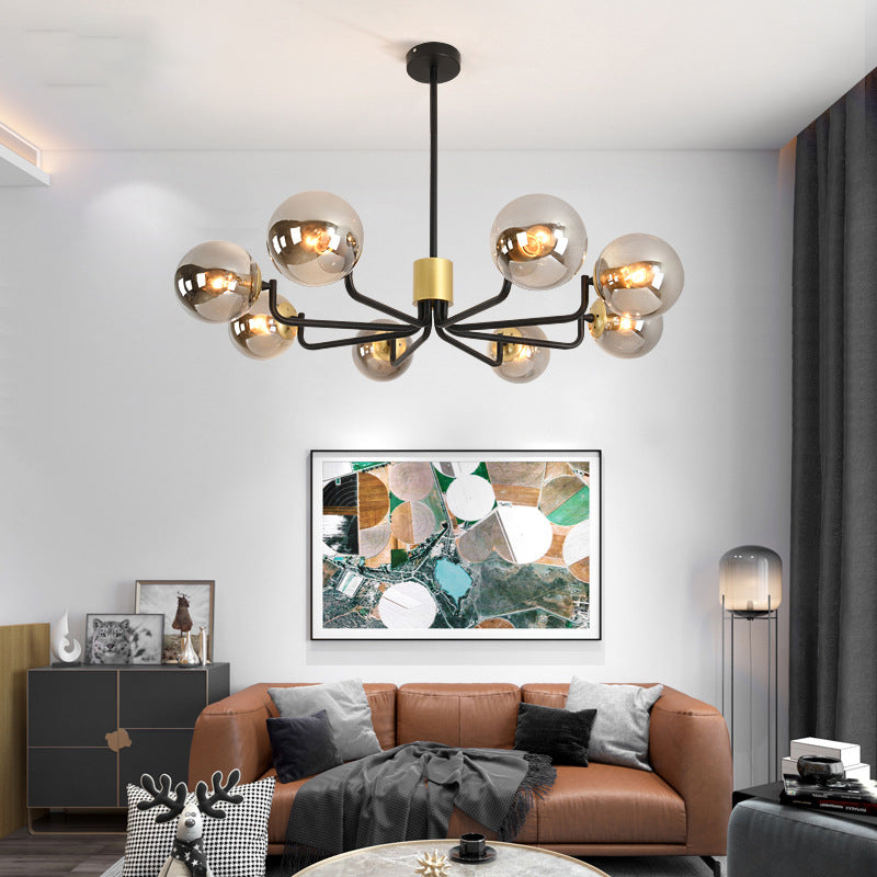 Gray Glass Chandelier Lighting Fixture Modern Chandelier Pendant Light for Living Room
