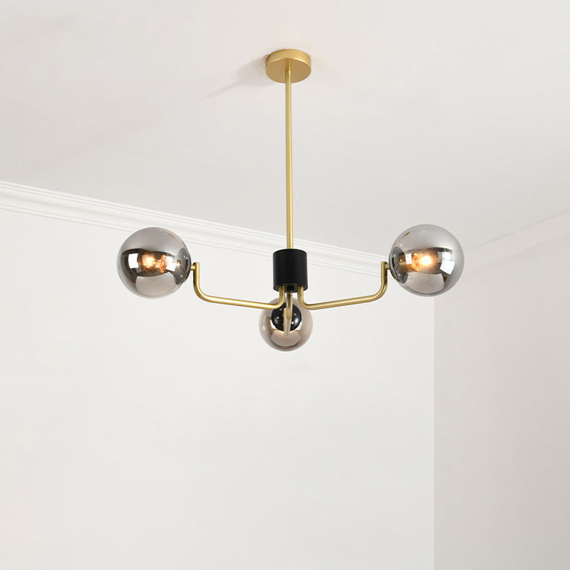 Gray Glass Chandelier Lighting Fixture Modern Chandelier Pendant Light for Living Room