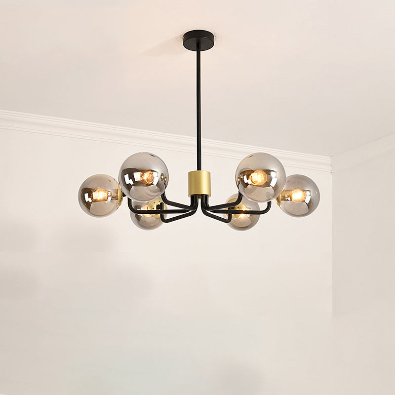 Gray Glass Chandelier Lighting Fixture Modern Chandelier Pendant Light for Living Room