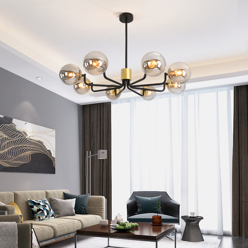 Gray Glass Chandelier Lighting Fixture Modern Chandelier Pendant Light for Living Room