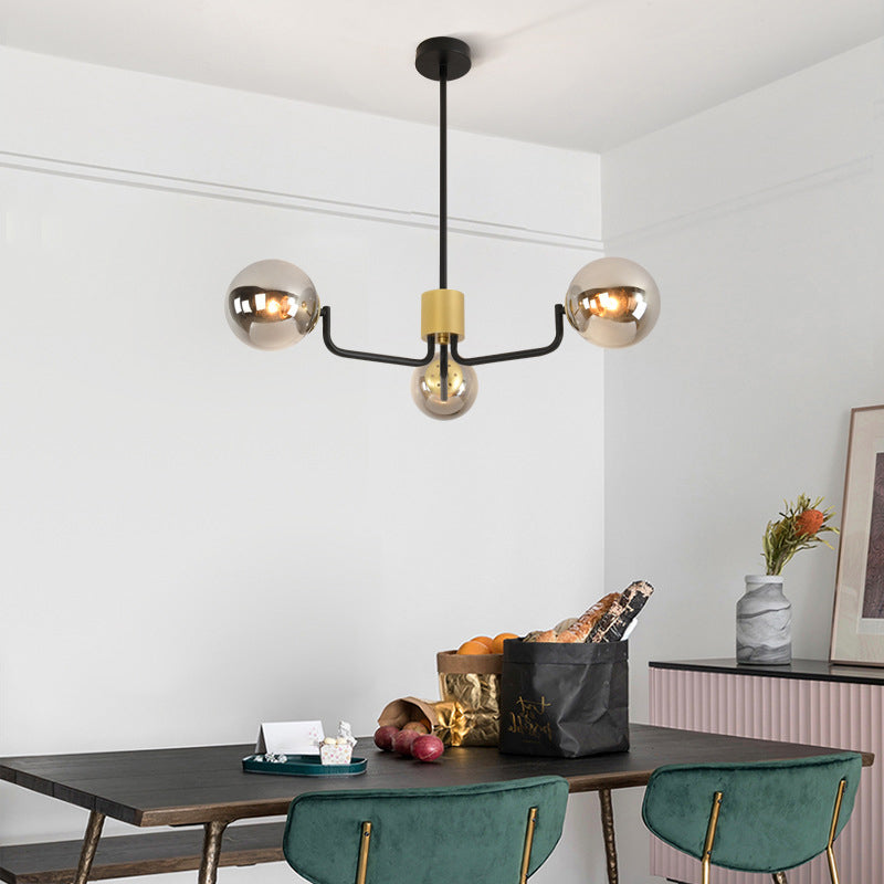 Gray Glass Chandelier Lighting Fixture Modern Chandelier Pendant Light for Living Room