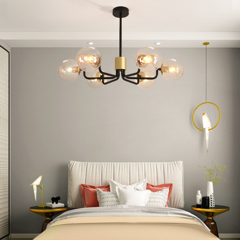 Gray Glass Chandelier Lighting Fixture Modern Chandelier Pendant Light for Living Room