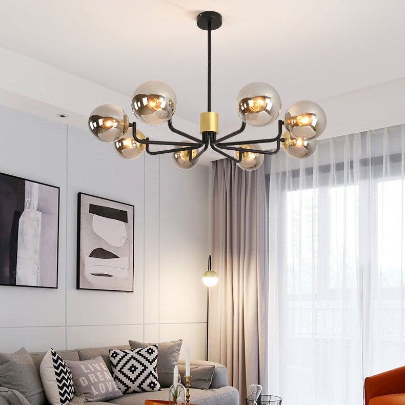 Gray Glass Chandelier Lighting Fixture Modern Chandelier Pendant Light for Living Room