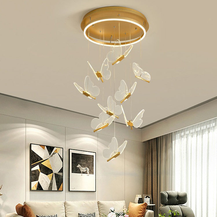 Zeitgenössischer Cluster -Anhänger Butterfly Arcylic Multi Pendant Light In Clear