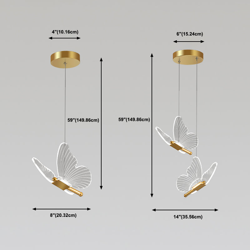 Nordischer Luxusstil Schmetterling Leuchte LED -Schlafzimmer Schmetterling Anhänger Kronleuchter
