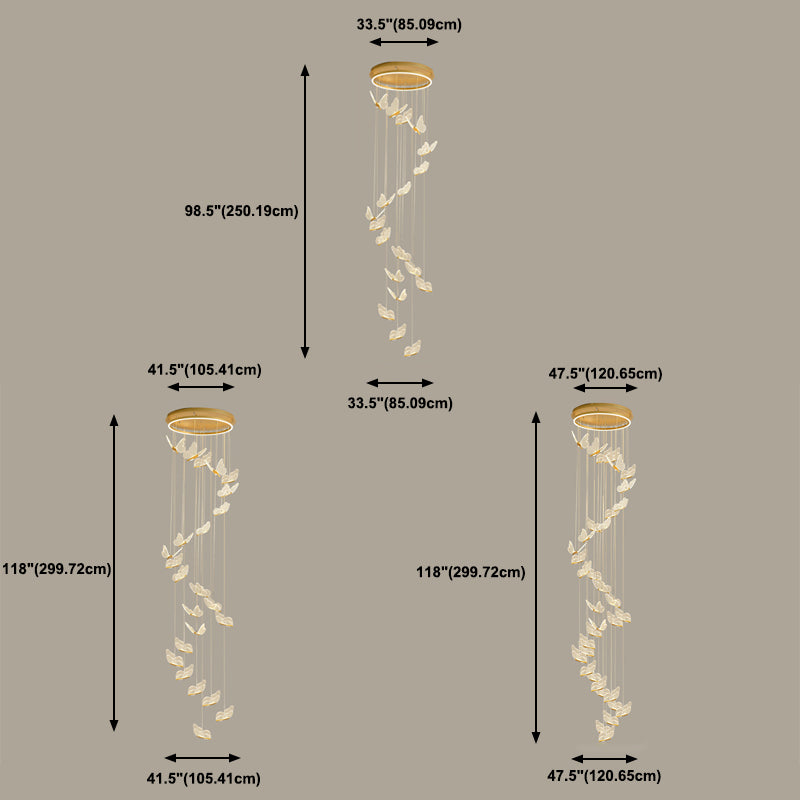 LED Butterfly Pendant Chandelier Nordic Style Butterfly Light Fixture For Loft Staircase