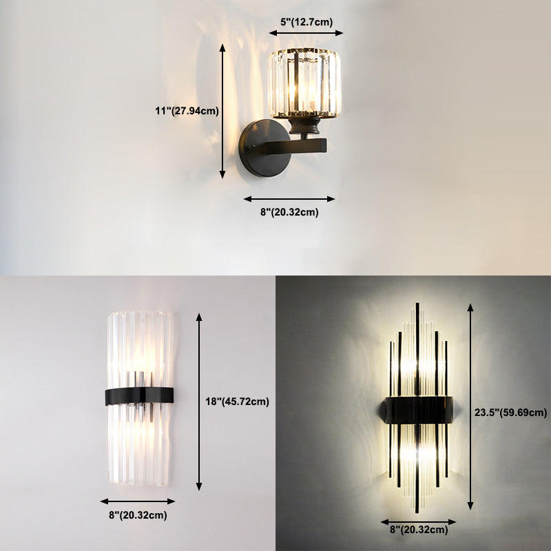 Black/Gold Crystal Wall Lamp Postmodern Wall Mounted Lighting for Bedroom Living Room