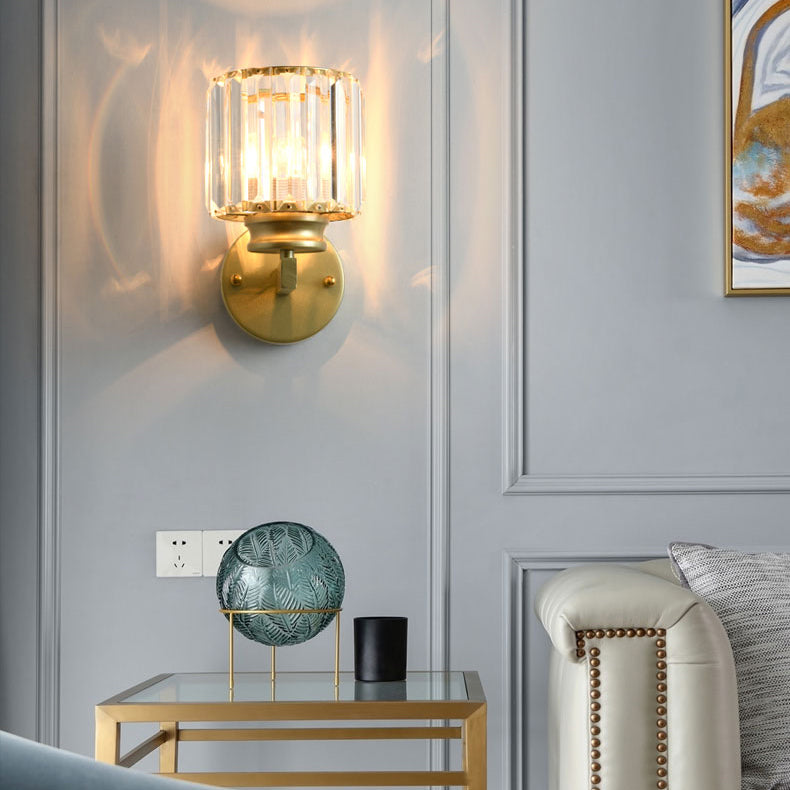 Black/Gold Crystal Wall Lamp Postmodern Wall Mounted Lighting for Bedroom Living Room