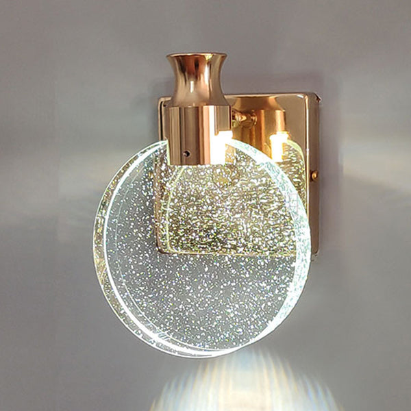 Round Crystal Wall Light Sconces Postmodern Wall Mounted Lighting for Bedroom