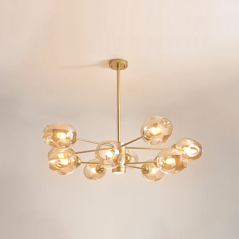 Cognac Color Glass Chandelier Lighting Fixture Modern Chandelier Pendant Light for Living Room