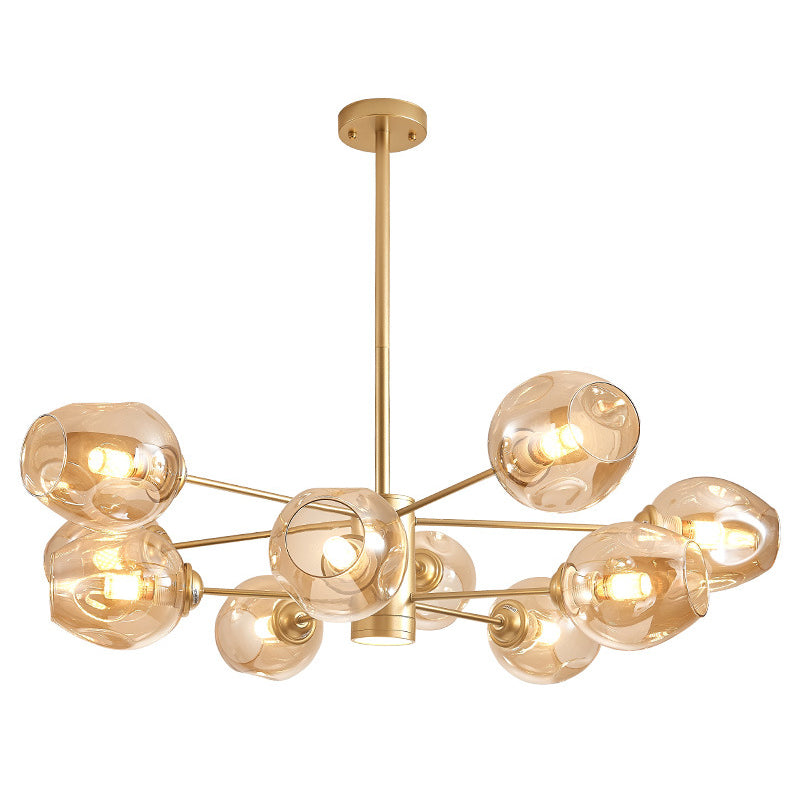 Cognac Color Glass Chandelier Lighting Fixture Modern Chandelier Pendant Light for Living Room