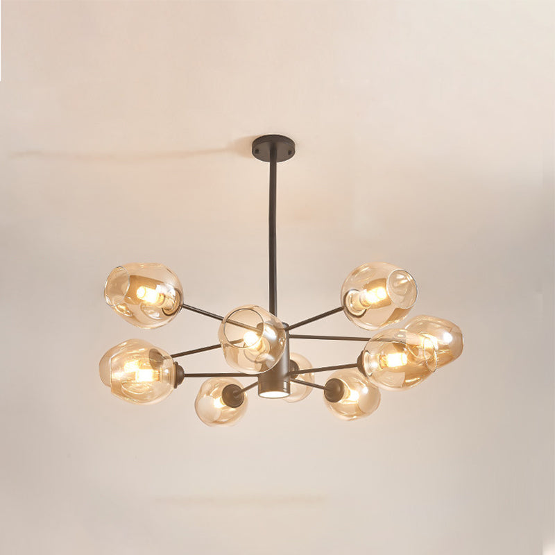 Cognac Color Glass Chandelier Lighting Fixture Modern Chandelier Pendant Light for Living Room