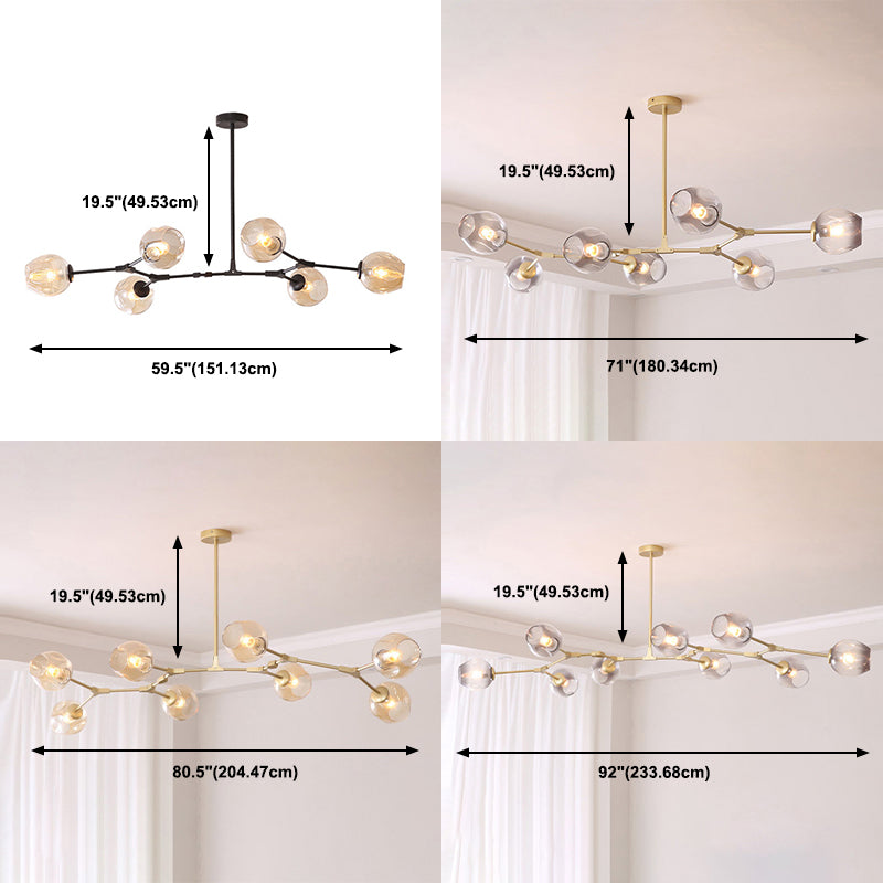 Hedendaagse transparant glaskroonluchter verlichtingsarmaturen Woonkamer Hangende kroonluchter