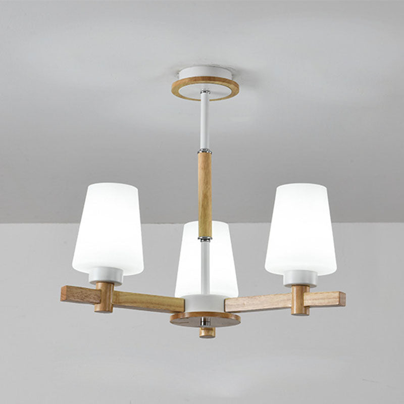 Hölzerne Anhänger Kronleuchter Decke hängende Licht mit Glasform Licht für den Salon